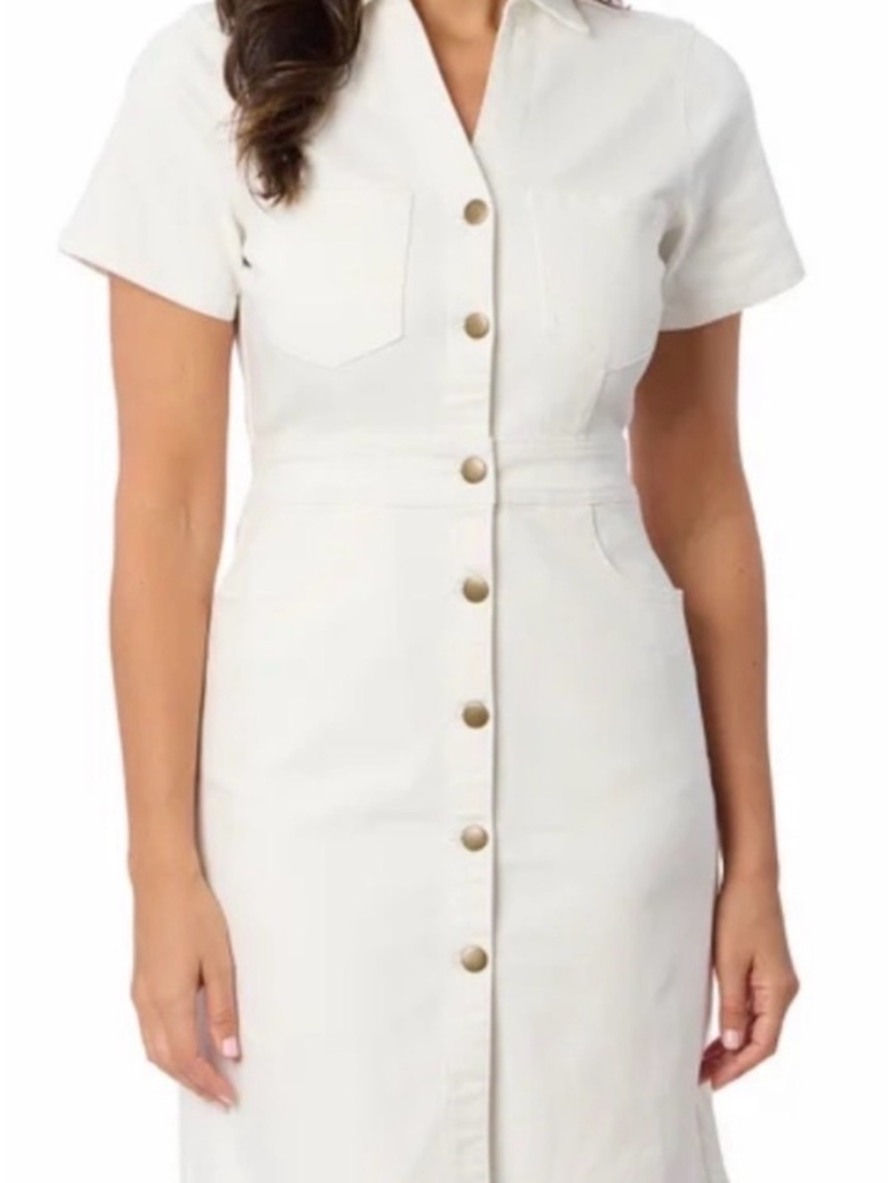 NWT Draper James Cream Button-Front Midi Dress